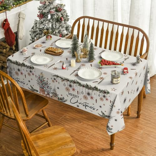 Horaldaily Christmas Tablecloth 60 x 120 Inch Rectangular Beige - Holiday Decor