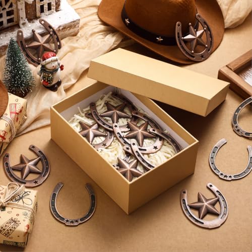 Metal Horseshoe Christmas Ornaments - Western Holiday Tree Decor (12 Pack)