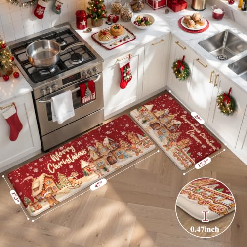 Christmas Kitchen Mat - Anti Fatigue Cushioned Non Slip Rugs