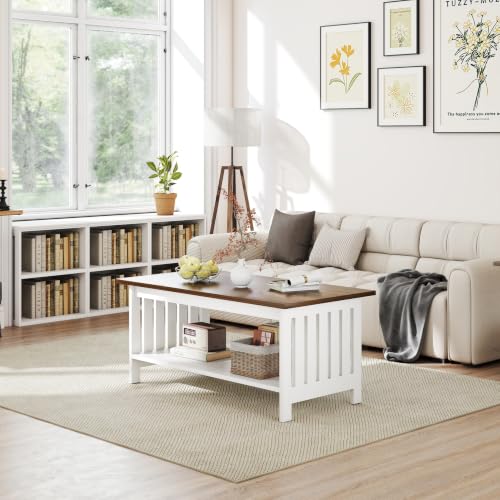 YOSHOOT Farmhouse Coffee Table - White, 21.7