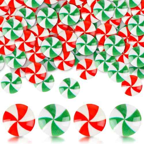Giegxin 120 Pcs Christmas Candy Cane Mini Fake Candy DIY Craft Supplies Resin Peppermint Ornaments for Christmas DIY Garden Accessories Xmas Phone Case Making Decoration