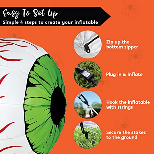 2 Pack 3ft Light-Up Halloween Inflatable Eyes - Green Eyes Outdoor Decor