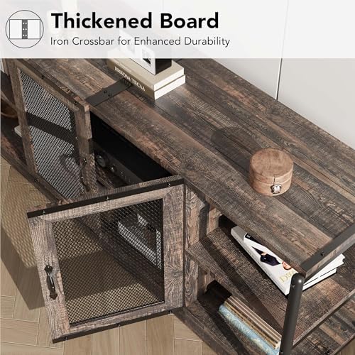 Rustic Oak Farmhouse TV Stand for 65/75-inch TVs - 63 Inch Console with Storage