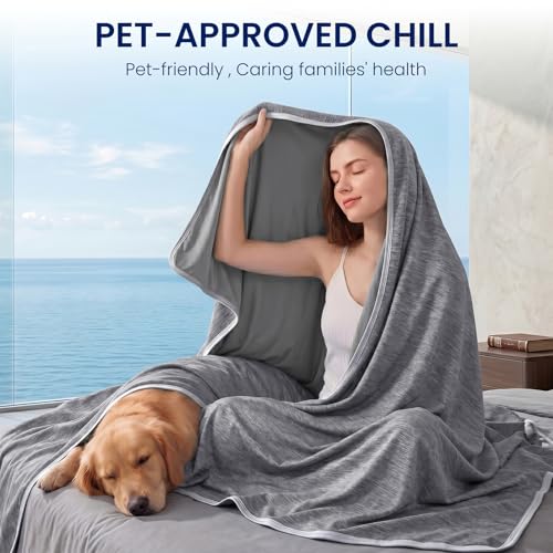 Topcee Grey King Size Cooling Blanket 90x108 for Hot Sleepers Summer Bed Cover
