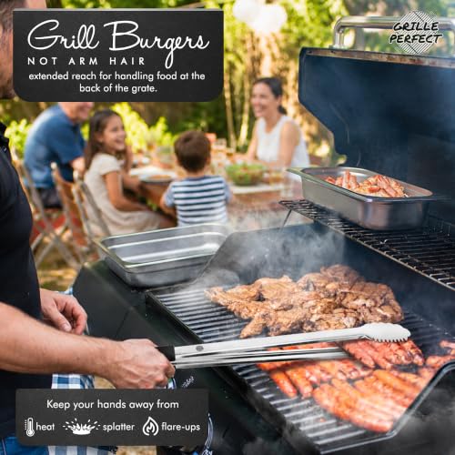 24-Inch Heavy Duty BBQ Grill Tongs - Long Stainless Steel Grilling & Cooking Utensil