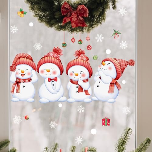 Christmas Window Clings Snowman Anti-Collision Decals Glass Alert
