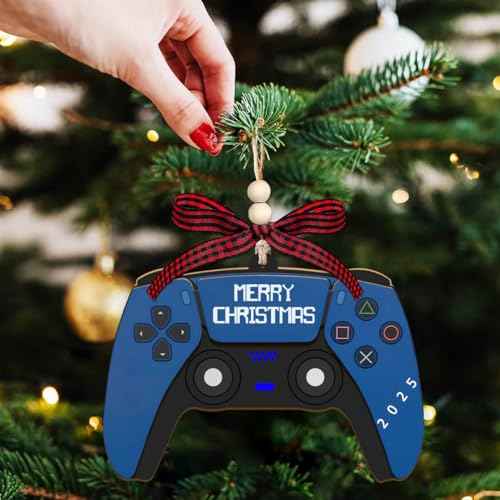 Gaming Christmas Ornaments 2025, Gamer Ornament for Christmas Tree, Wooden Video Game Controller Ornament, Unique Christmas Ornaments for Kids Teens