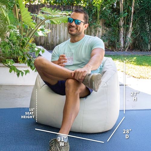 Big Joe Milano Outdoor Beanbag Chair White Marine - Weatherproof Deck & Patio Seat