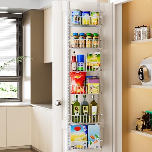 Delamu White 6-Tier Over the Door Pantry Organizer Rack - Small