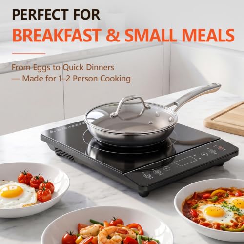 Lvmol 8-Inch Titanium Frying Pan with Lid - No Coating, PFAS-Free, Induction & Dishwasher Safe