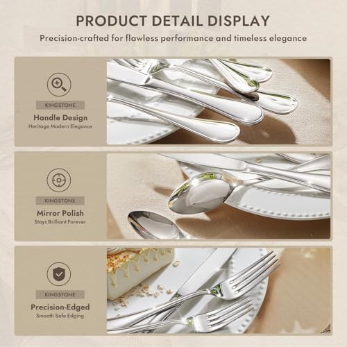 Silver Flatware Set for 12 - 60 Pieces Teardrop Design, 18/10 Stainless Steel - Variation of Silver / 60-Piece
