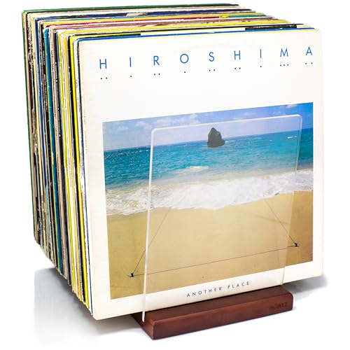 Brown Vinyl Record Storage Rack for Albums - 60-70 LP Capacity, Mid-Century Style, No Assembly
