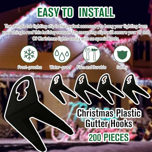 Mudder 200Pcs White Christmas Light Clips for C7/C9 – Includes Black Variant 200