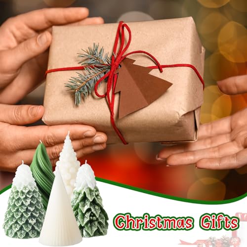 Conelist Christmas Tree Candles Set - Scented Soy Wax Snowy Swirl Decor, 5 Pack