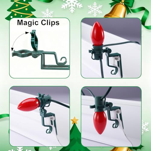 C7 C9 Outdoor Christmas Lights Clips, Adjustable & Quick, Green,100