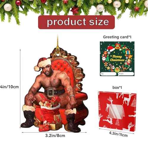 2025 Funny Christmas Ornaments, Barry Wood Wooden Hanging Decor for Christmas Tree Decoration, Funny Santa Hanging Craft Holiday Party Supplies