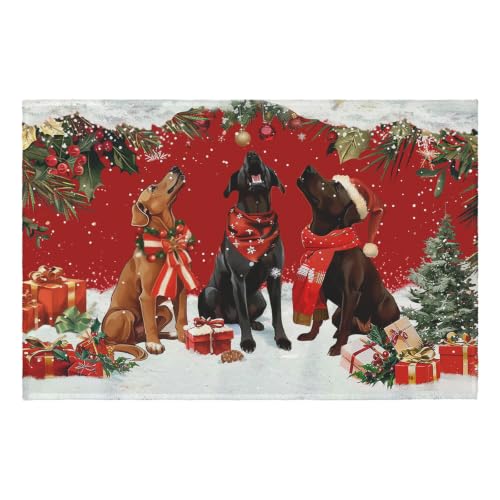 Kwlegh Christmas Dog Area Rug 24x35 Inch Washable Holiday Rug with Non-Slip Backing