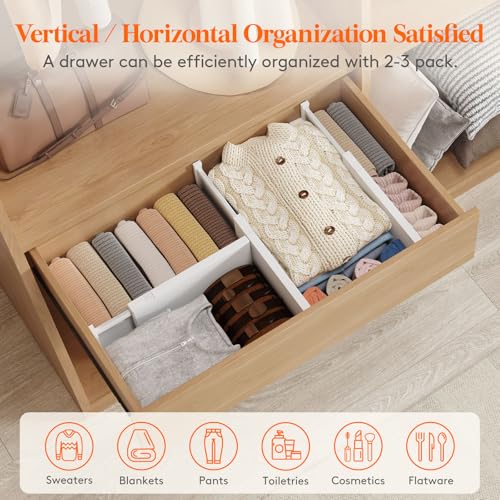 Adjustable Drawer Dividers 6 Inch Tall, Expandable Deep Organizer with Variation 5/6"H, 13.5-22"L
