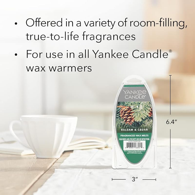 Yankee Candle Balsam & Cedar Wax Melts (Pack of 3, 18 Cubes)