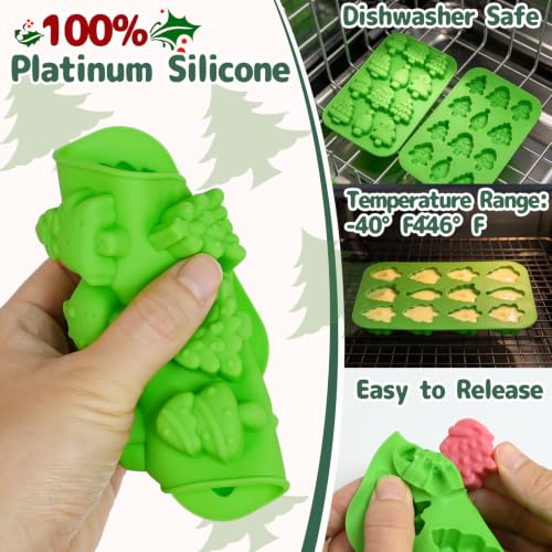 Mini Christmas Tree Silicone Mold - 48 Cavities & 6 Festive Designs - Green Variations