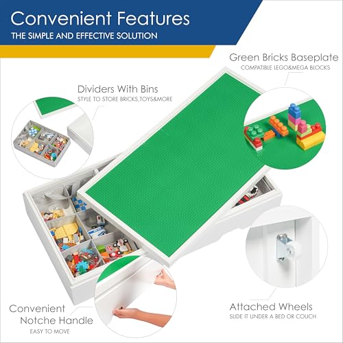 Kids Construction Play Table with Lego Compatibility & Storage Bins