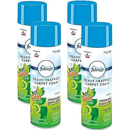 Heavy Traffic Carpet Foam Cleaner with Gain Scent - 4 Pack of 22oz, Febreze Variation
