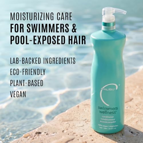 Malibu C Swimmers Wellness Hair Conditioner 33.8oz Moisturizing Swim Hair Care - Pack of 1