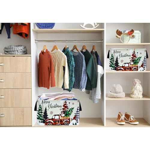 Christmas Basket for Gifts Nursery Hamper Collapsible Waterproof Storage Bin Kids Toy Box Book Shelf Basket Xmas Party Decor