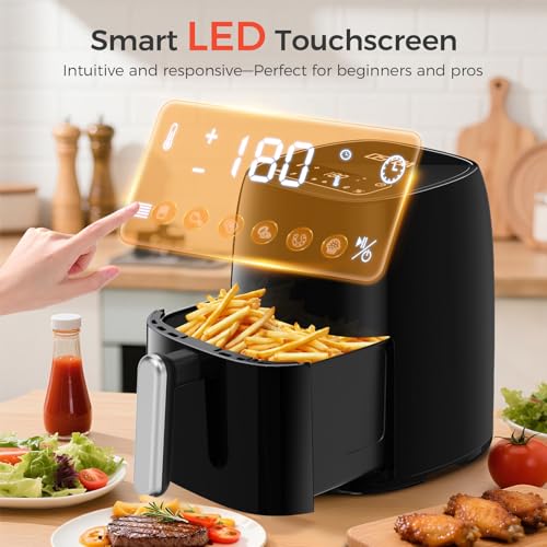 OSTBA 4.5QT Air Fryer with LED Touch Screen & 6 Presets - Compact Oil-Free Cooking