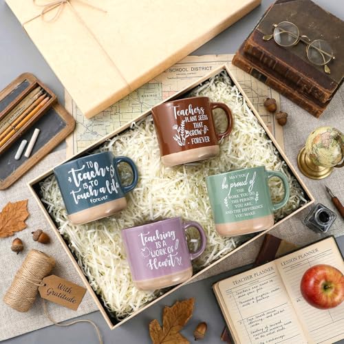 Didaey 20 Pcs Teacher Appreciation Coffee Mug Set, Pastel Color, 13 oz, Bulk Gifts