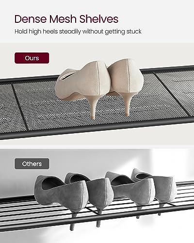 VASAGLE 5-Tier Shoe Rack Rustic Brown Mesh Shelves 16-20 Pairs, 11.8D x 39.4W