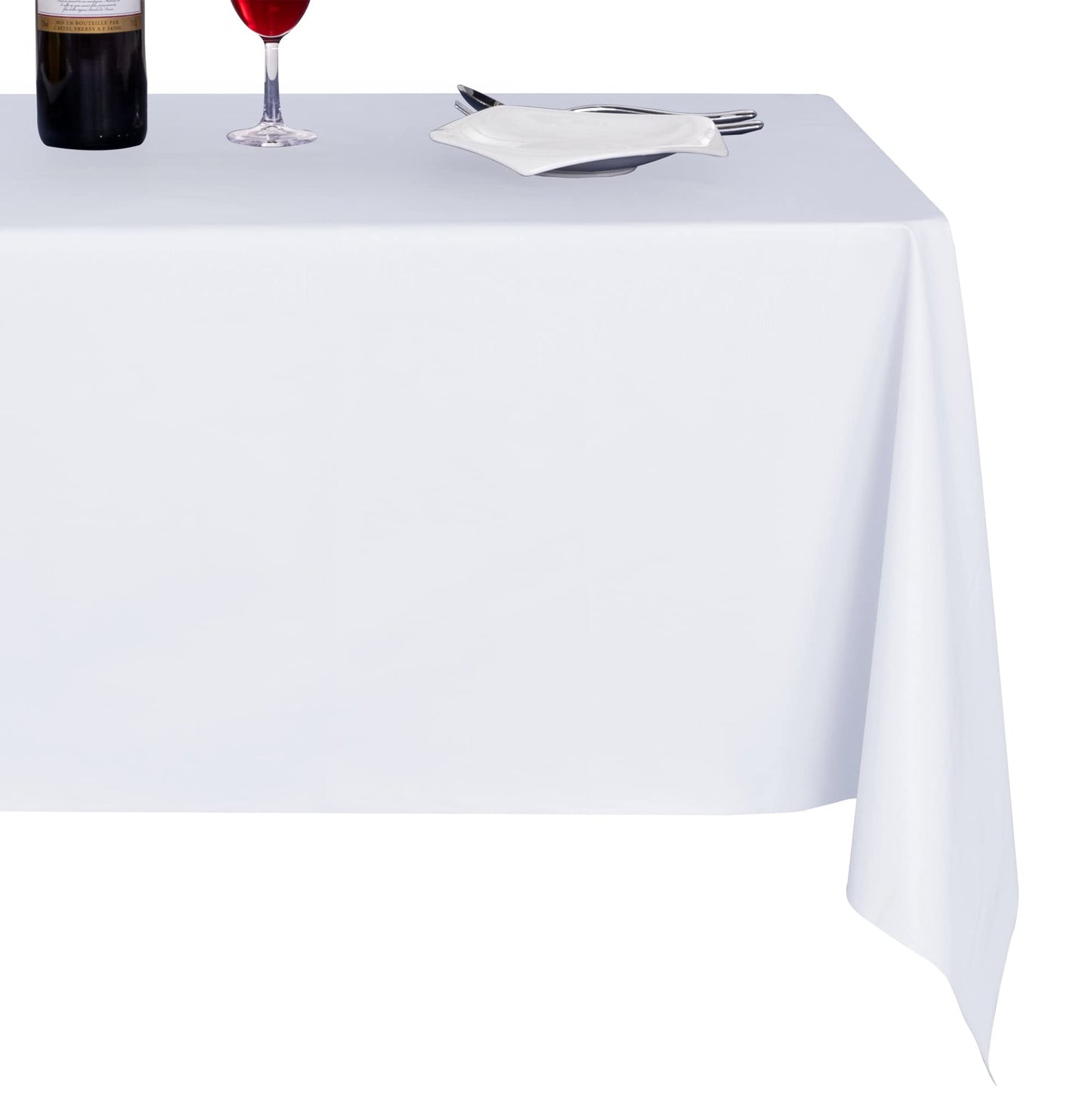 sancua 100% Waterproof Rectangle PVC Tablecloth - 54 x 140 Inch - Oil Proof Spill Proof Vinyl Table Cloth, Wipe Clean Table Cover for Dining Tables, Buffet Parties and Camping, White