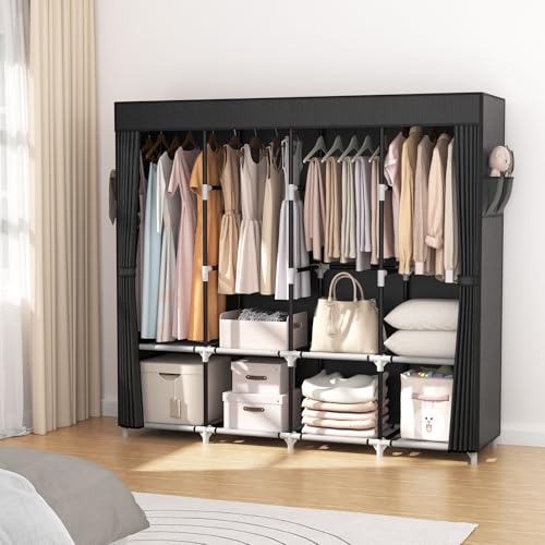 Portable Closet Wardrobe with Cover - 67 Inch Wide Large Capacity Storage for Bedroom