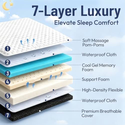 Baby Crib Mattress 52 x 27 Dual-Sided Memory Foam with Waterproof Cover - Black & White Variation