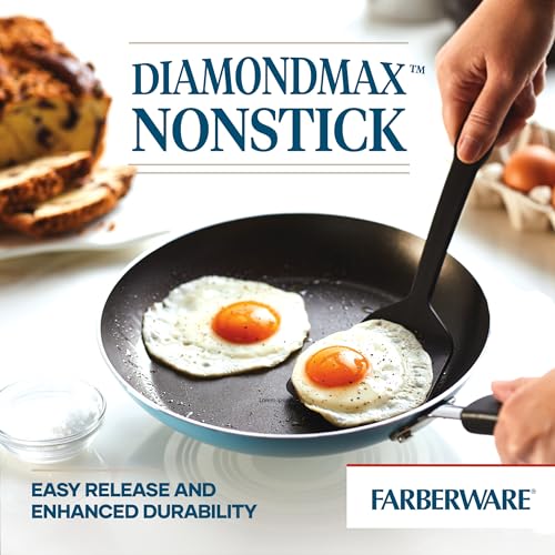 Farberware Cookstart 15-Piece Aluminum DiamondMax Nonstick Cookware Set - Aqua