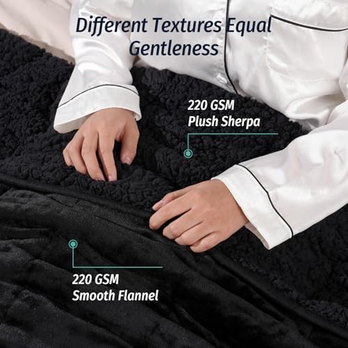 Weighted Blanket for Adults 15lbs Queen Size Sherpa Fleece Black - 60x80 inches