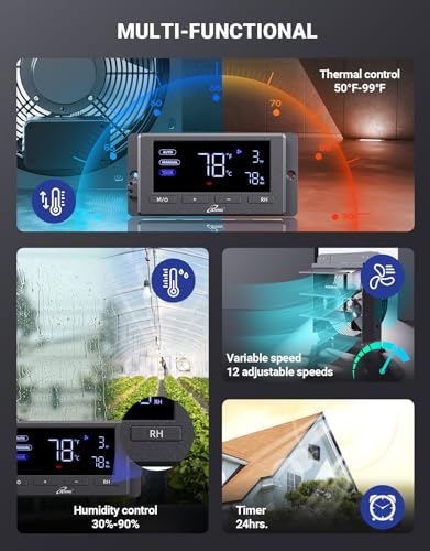 iLIVING 12-Inch Wall Mount Exhaust Fan with Variable Speed & Smart Controls