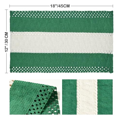Artoid Mode Christmas Dark Green Rustic Placemats Set of 6, 12x18 Inches