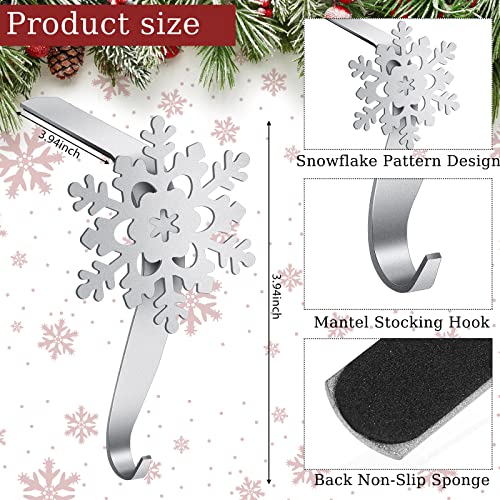 Peryiter 12 Pcs Snowflake Stocking Holders Metal Hooks for