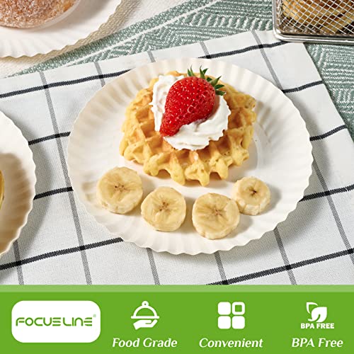 FOCUSLINE 6 Inch White Paper Plates 1000 Pack - Uncoated Disposable Dinnerware