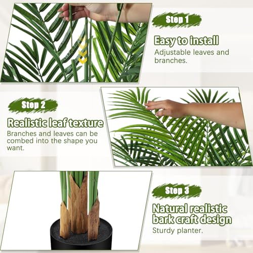 4ft Artificial Palm Tree - Large Fake Areca Tree with 13 Trunks for Indoor & Outdoor Decor - CyanGrove