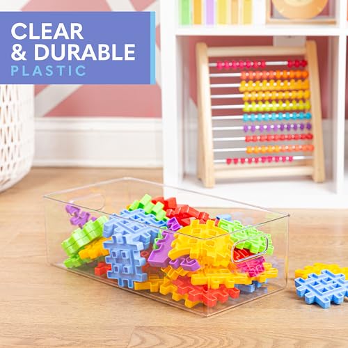 Plastic Food Storage Bins 4 Pack - Clear Kitchen Pantry & Refrigerator Organizers 16x8x5 (Variation of THIS listing)