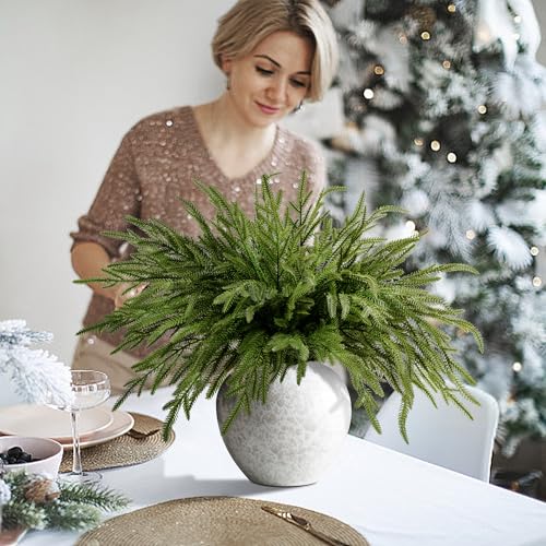 Purple Star 1N 15-Pack Christmas Norfolk Pine Branches 19" Artificial Greenery for Holiday Decor