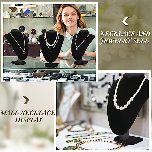 Black Velvet Necklace Display Stand Set of 6 Jewelry Holders for Necklaces