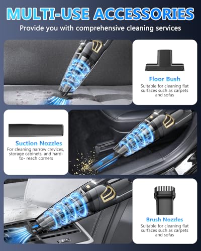 Cordless Handheld Car Vacuum Cleaner - Gray, 16000PA Powerful Suction