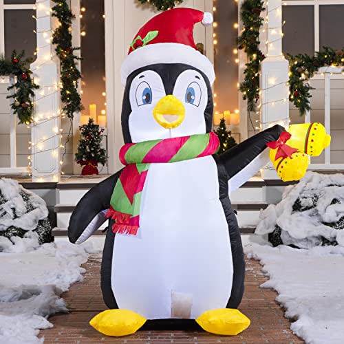 Joiedomi 5FT Inflatable Penguin Holiday Yard Decoration with Built-in LEDs