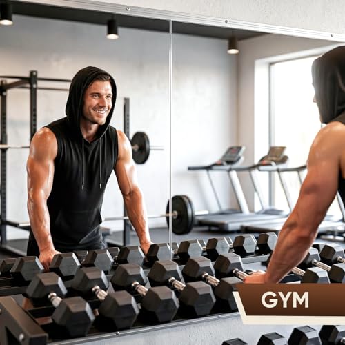 Antok 48x24 Inch Wall-Mounted Gym Mirrors Set 2PCS Frameless Full-Length