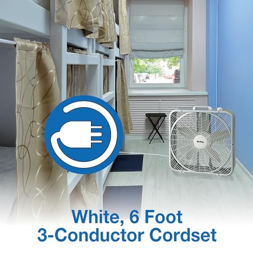 Air King 20-Inch 3-Speed Box Fan - White, Commercial Grade, Impact-Resistant Grills
