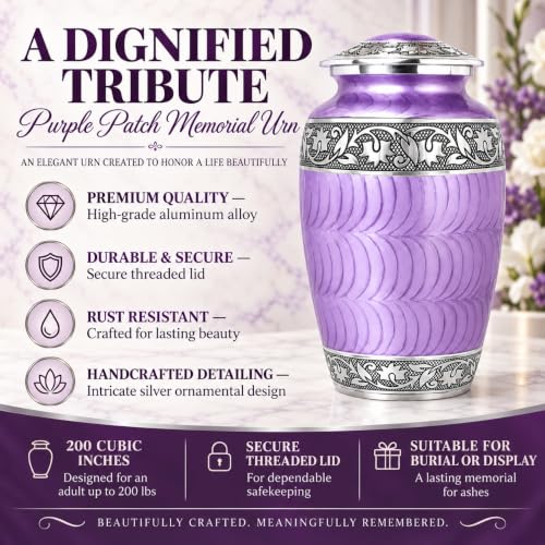 Set of 6 Purple Cremation & Funeral Urns for Ashes Women Men -