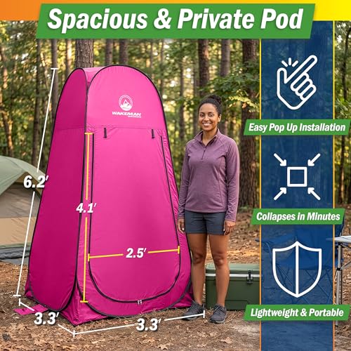 Pink Pop Up Privacy Shower Tent with Carry Bag - Camping, Beach, Tailgate